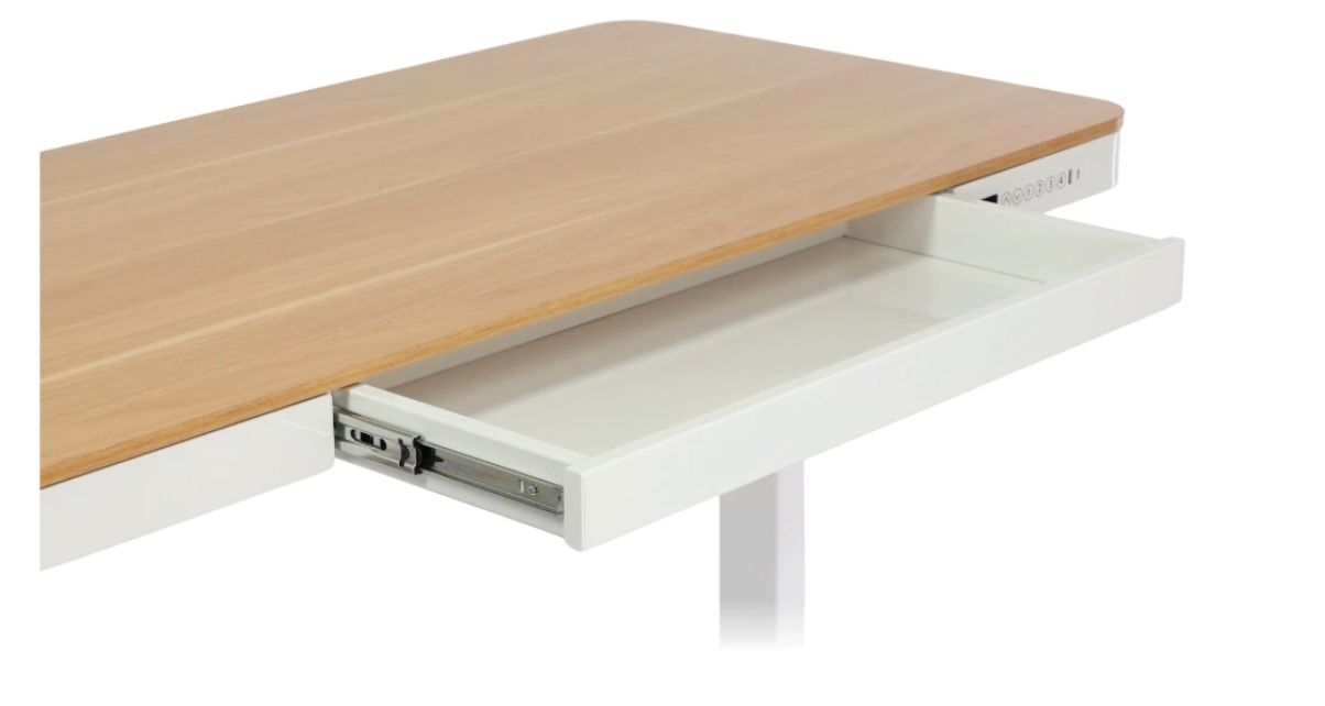 Výškově nastavitelný stůl OfficeTech 3, 120 x 60 cm, bílá / dub
