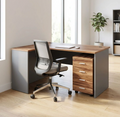 Sestava kancelářského nábytku SimpleOffice 2, 140 cm, levá, ořech vlašský / šedá