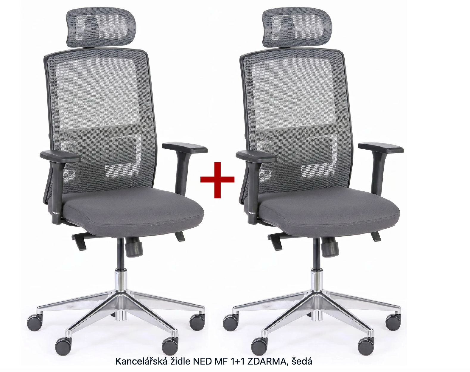 Kancelářská židle NED MF 1+1 ZDARMA, šedá